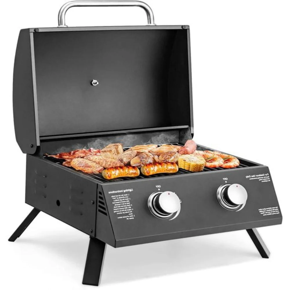 

Black 20,000 BTU Portable Propane Gas Grill for BBQ, Bake, Grill, Smoke, Roast and Braise