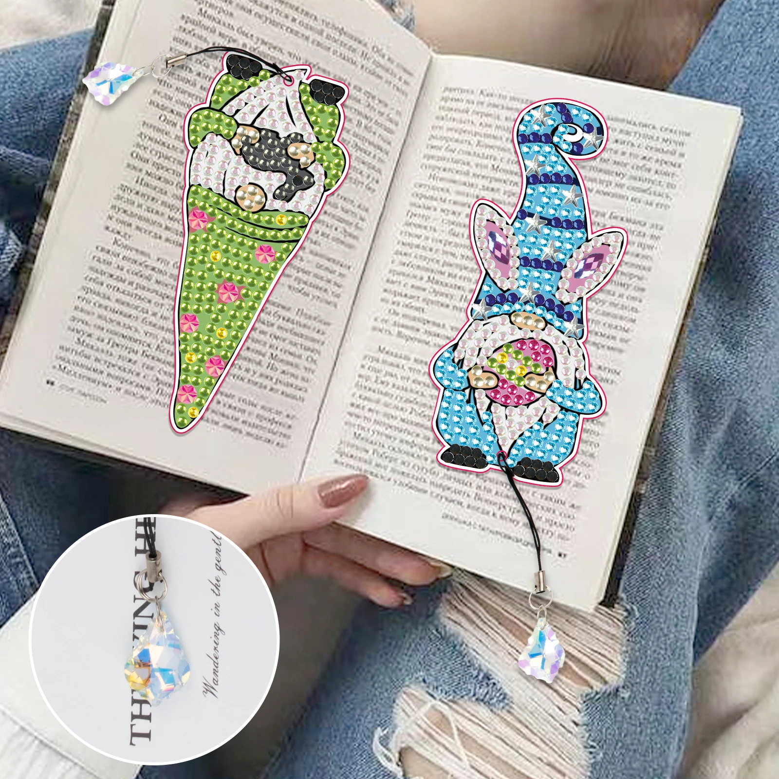 2Pcs DIY 5D Diamond Painting Bookmarks Easter Book Mark Cartoon Gnome Rhinestone Embroidery Mosaic Cross Stitch Kit Art Crafts - купить по