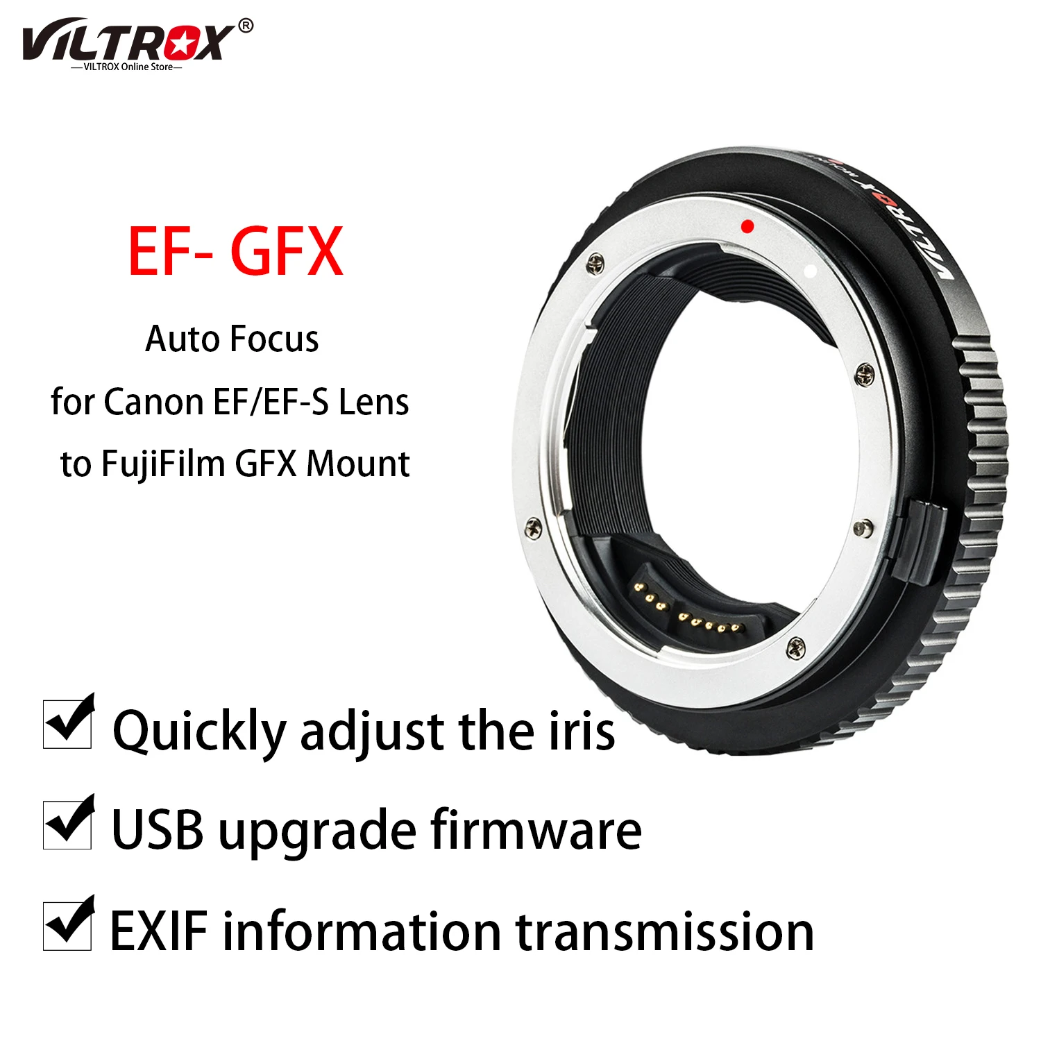 

Кольцо-адаптер Viltrox для объектива с автофокусом для Canon EF-mount Lens to FujiFilm Fuji GFX Mount MED форматов GFX50S GFX50R Cameras