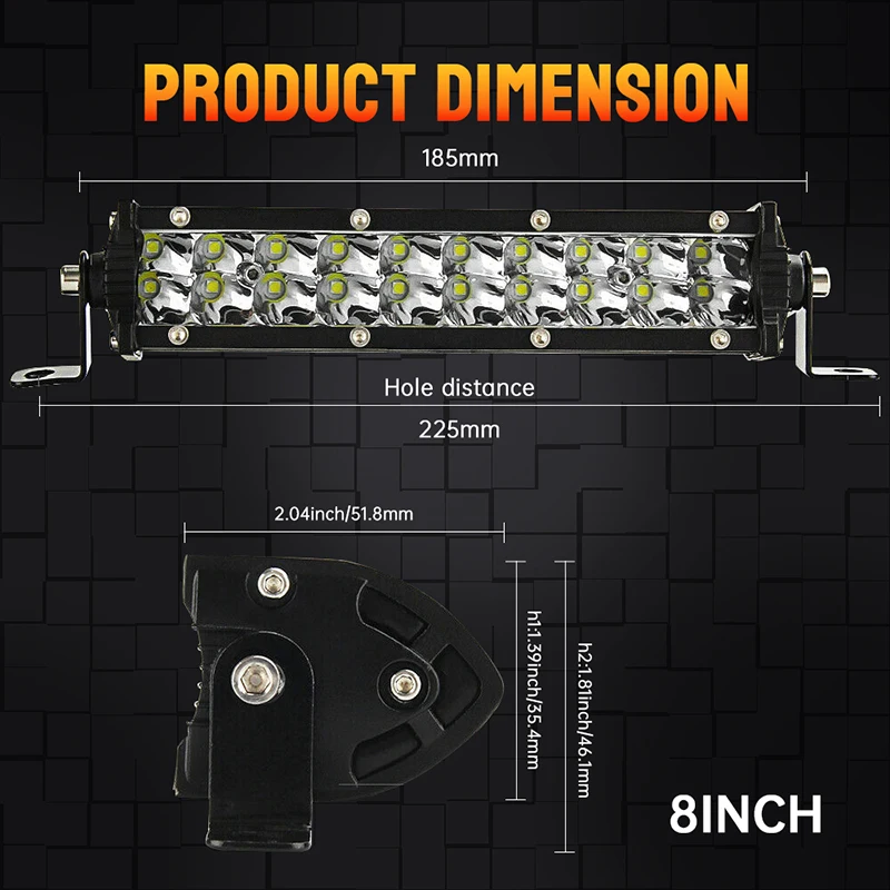 Светодиодсветильник панель OUIO для внедорожников сверхъярсветодиодный 6D 8 дюймов