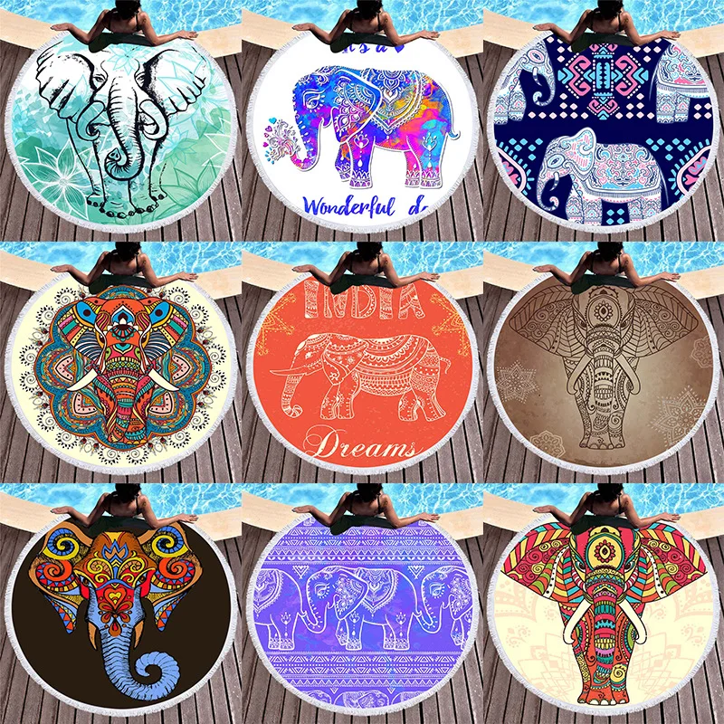 

Пляжное банное полотенце с рисунком мандалы в богемном стиле, круглое морское одеяло, коврик для морского берега и пикника, впитывающее манто, накидка