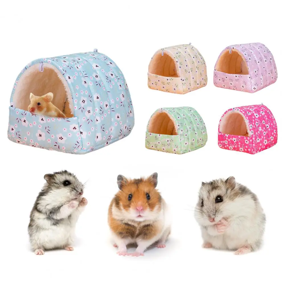 

Nice-looking Lightweight Printing Floral Pattern Hamster Cotton Nest for Hedgehog Squirrel House Hamster Nest