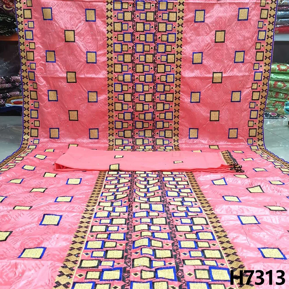 

Nigerian Lace Fabric 2022 High Quality Africa Bazin Fabric Embroidery Bazin Riche With Stones Bazin Brode For Women Dress HJ7313