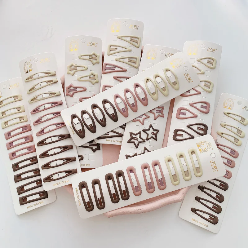 

10 Pcs/set New Basic Solid Barrettes Hair Pin Bang Side Clip Light Coffee Color Headband Hairpins for Children Girls Accessories