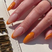 24pcs false nails short french orange edge fake nail tips full cover acrylic for girls fingernails