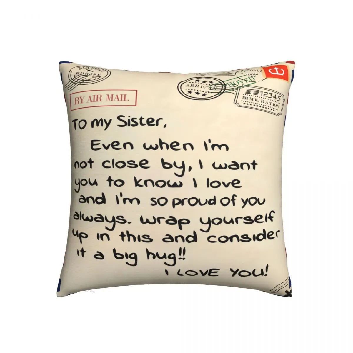 

To My Sister Pillowcase Soft Fabric Cushion Cover Birthday Gifts Love Letter Throw Pillow Case Cover Seat Zipper 40X40cm