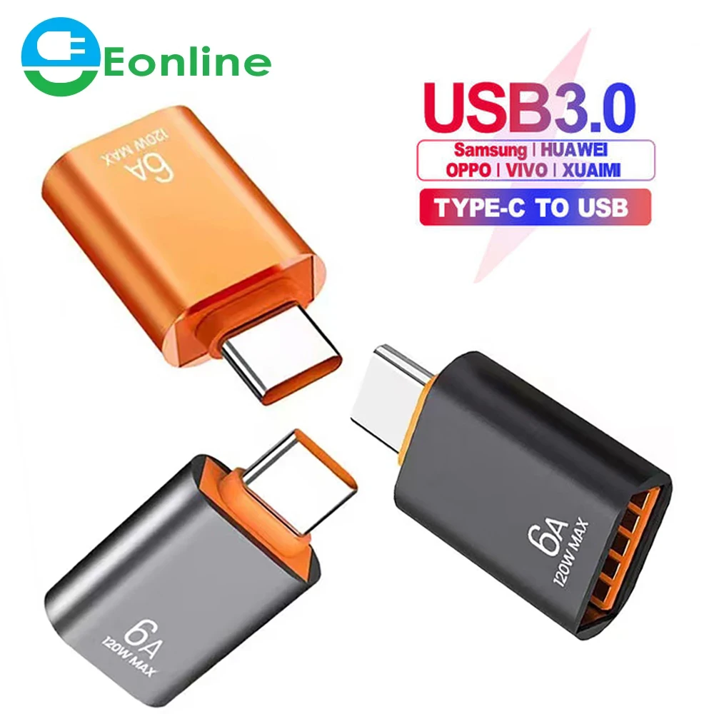 

EONLINE 6A 120W USB 3.0 Type-C OTG Adapter Type C USB C To USB Converter For Macbook Xiaomi Samsung S20 USBC OTG Connector