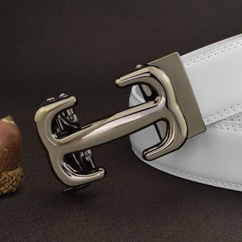 Hot High Quality White Letter Belt Cowhide Men's Designer Fashion Luxury Leather Belt Young Boys Men's Classic Exquisite Belt