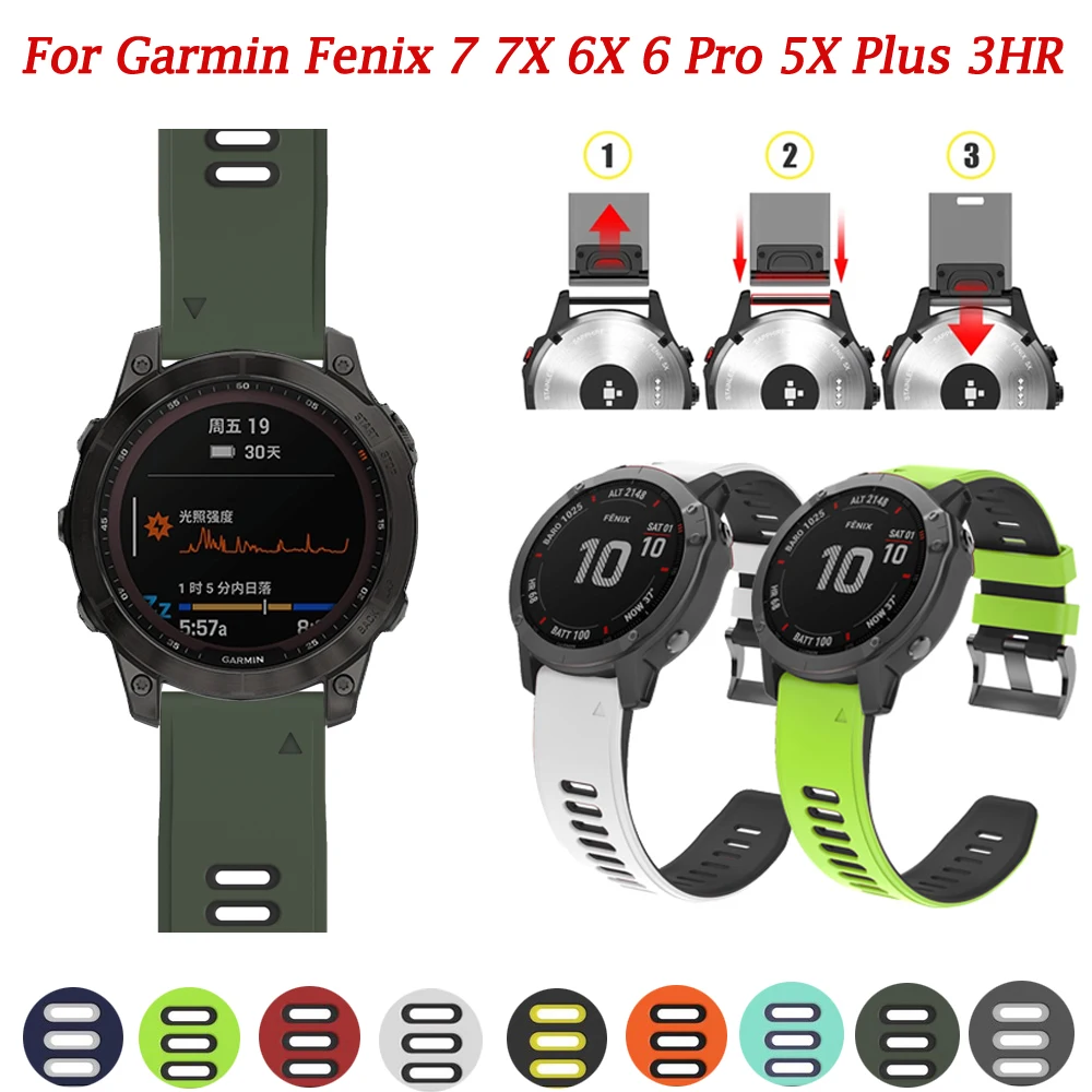 

Silicone 26 22mm Smart Watch Band Fenix 7 7X Strap For Garmin Fenix 6 6X Pro 5 5X Plus 3HR-D2 Bracelet Quick Release Belt Correa