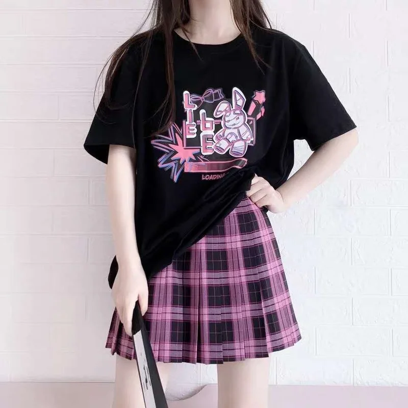 

Harajuku BF Loosee T Shirt Women Clothing Dark Gothic Tops Summer Plus Size O Neck Short Sleeve Tshirts Cartoon Streetwear 2023
