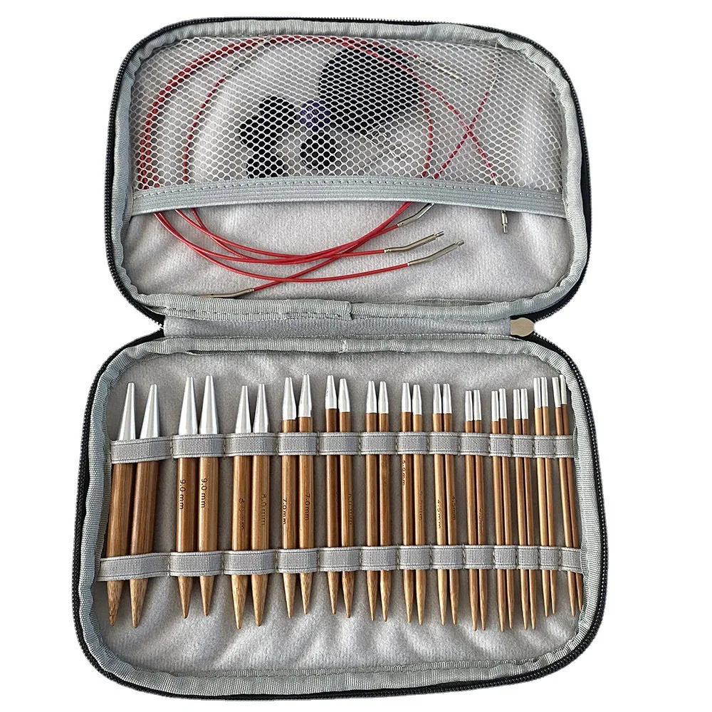 

New Arrival Bamboo 13 cm Interchange Circular Knitting Needle Set (13 pairs needle tips)
