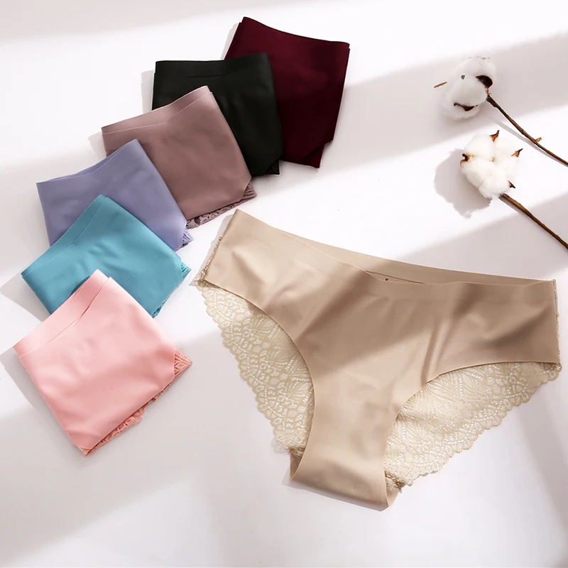 Трусы женские кружевные бесшовные нижнее белье дышащие пикантные трусы - купить