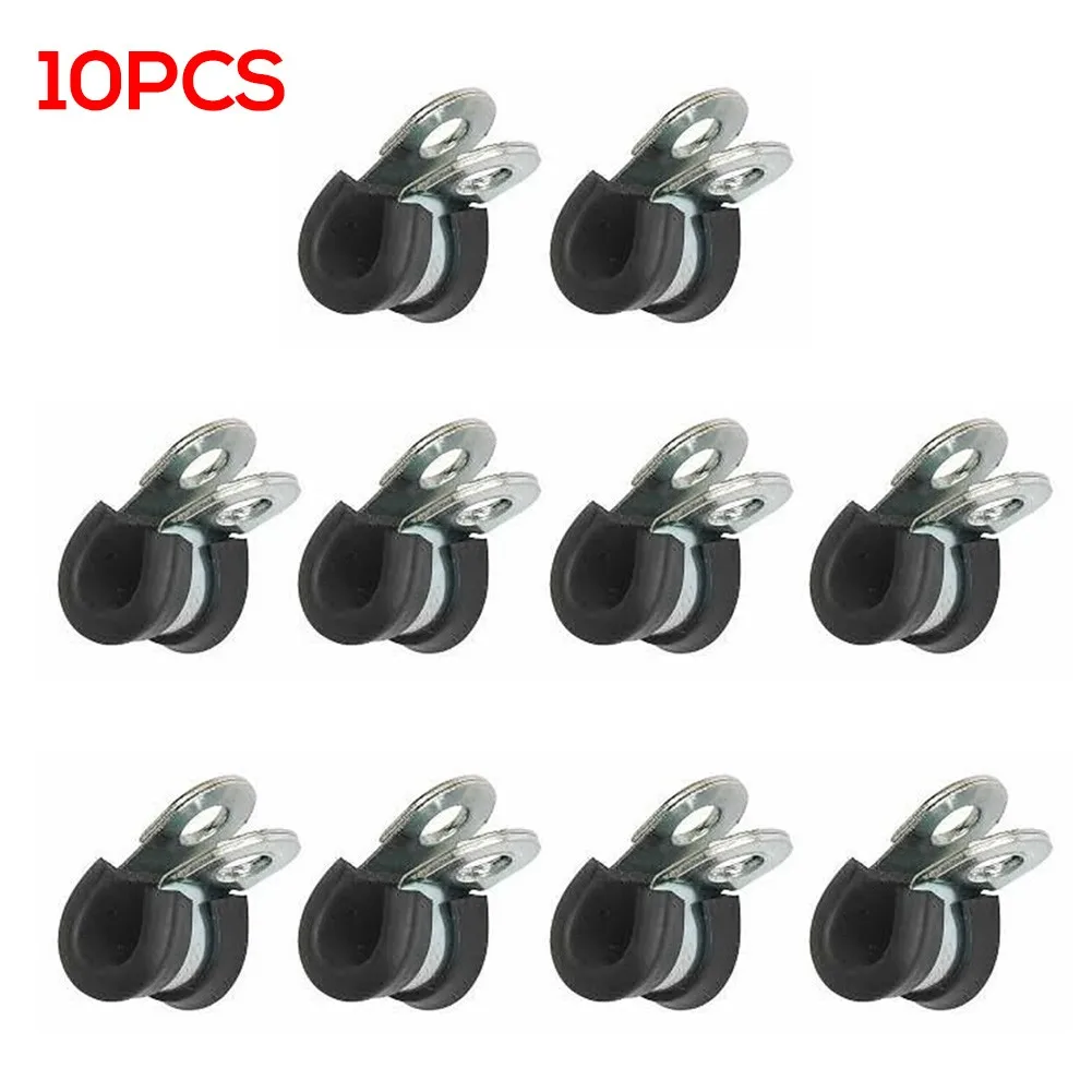 110x 8mm Metal P Clip Rubber Lined Fasteners Hardware Electrical Fittings Cable Mounting Hose Pipe Clamp Mikalor  - buy with discount
