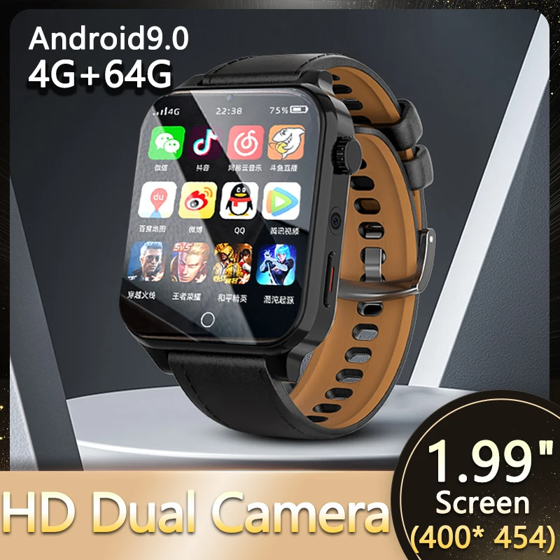 

NEW TK01 Smart Watch Men Android 9.0 1.99" Screen 400* 454 1000mAh Battery HD Dual Camera 4G+64G wifi GPS/BD/GLONASS Smartwatch