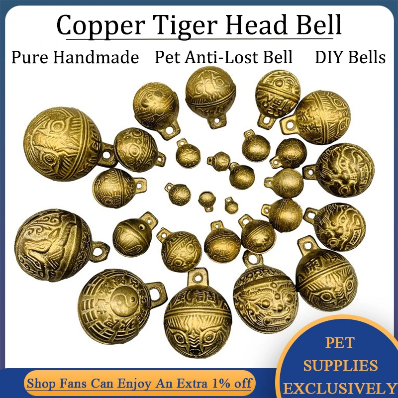 

Медный Колокольчик для домашних животных, ошейник для собак, ожерелье с защитой от потери, бронзовые колокольчики для кошек, коров, овец, лошадей, птиц, животных