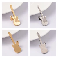 1pcs golden color stainless steel musical instruments pendants guitar charms for chain necklace choker fashion jewelry making