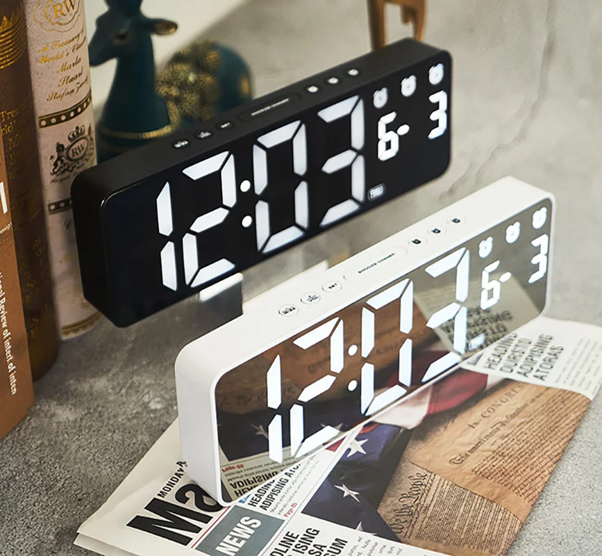 

Mini Led Alarm Clock Electronic Calendar Temperature Light Clocks Desk Table Assessories Kids Bedroom Office Home Room Decor