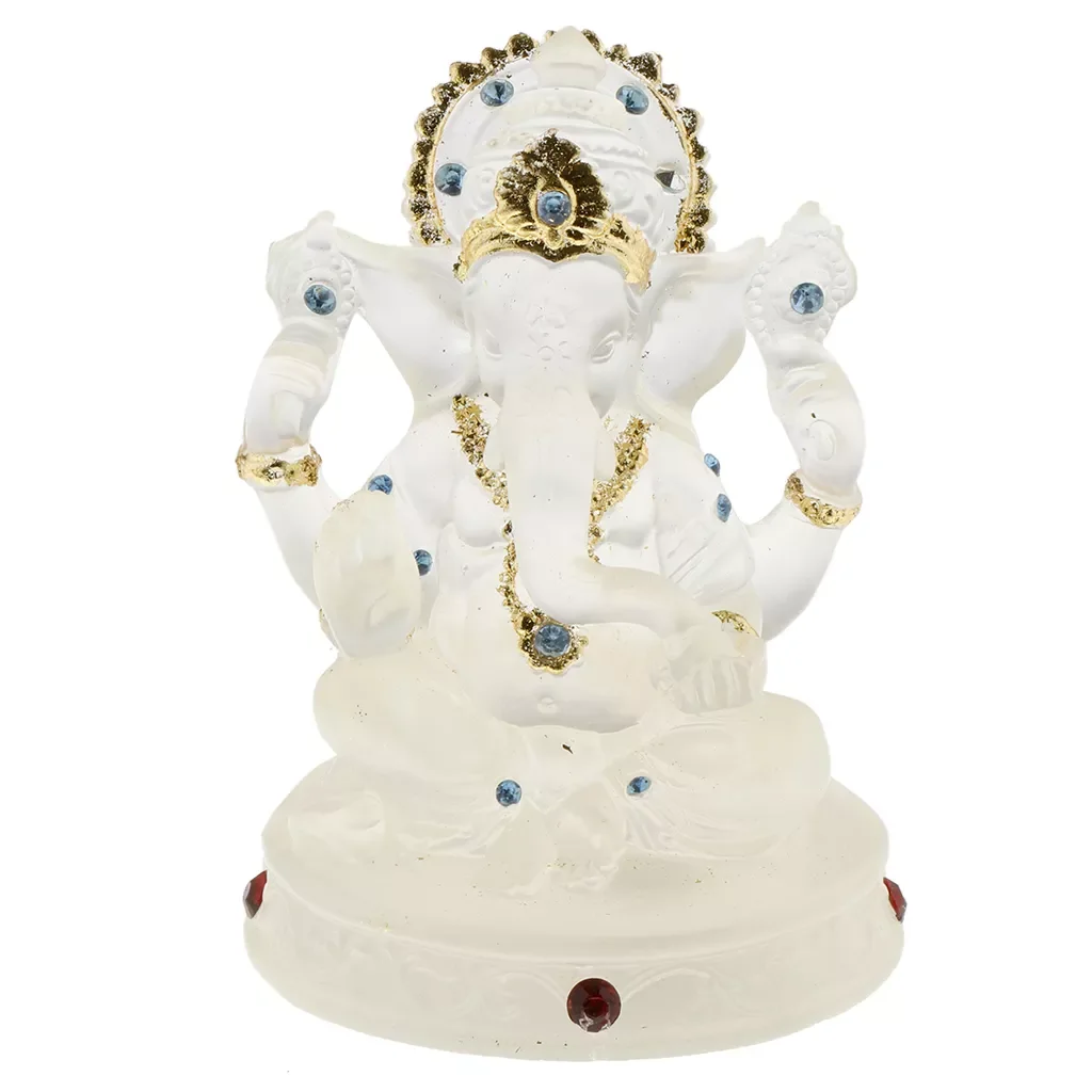 

Blessing Statue For Car, Home Decor, Gift, Transparent, 2.24 X 1.65 X 3.11inch Lord Ganesh Elephant God Resin Sculpture Ornament