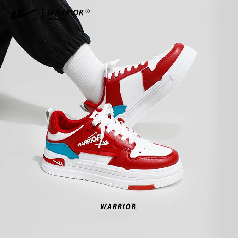 Warrior Fashion Low Top Women Shoes 2023 Thick Sole Casual Sneakers Walking Pu Leather Sewing Matching Trainers Star Same
