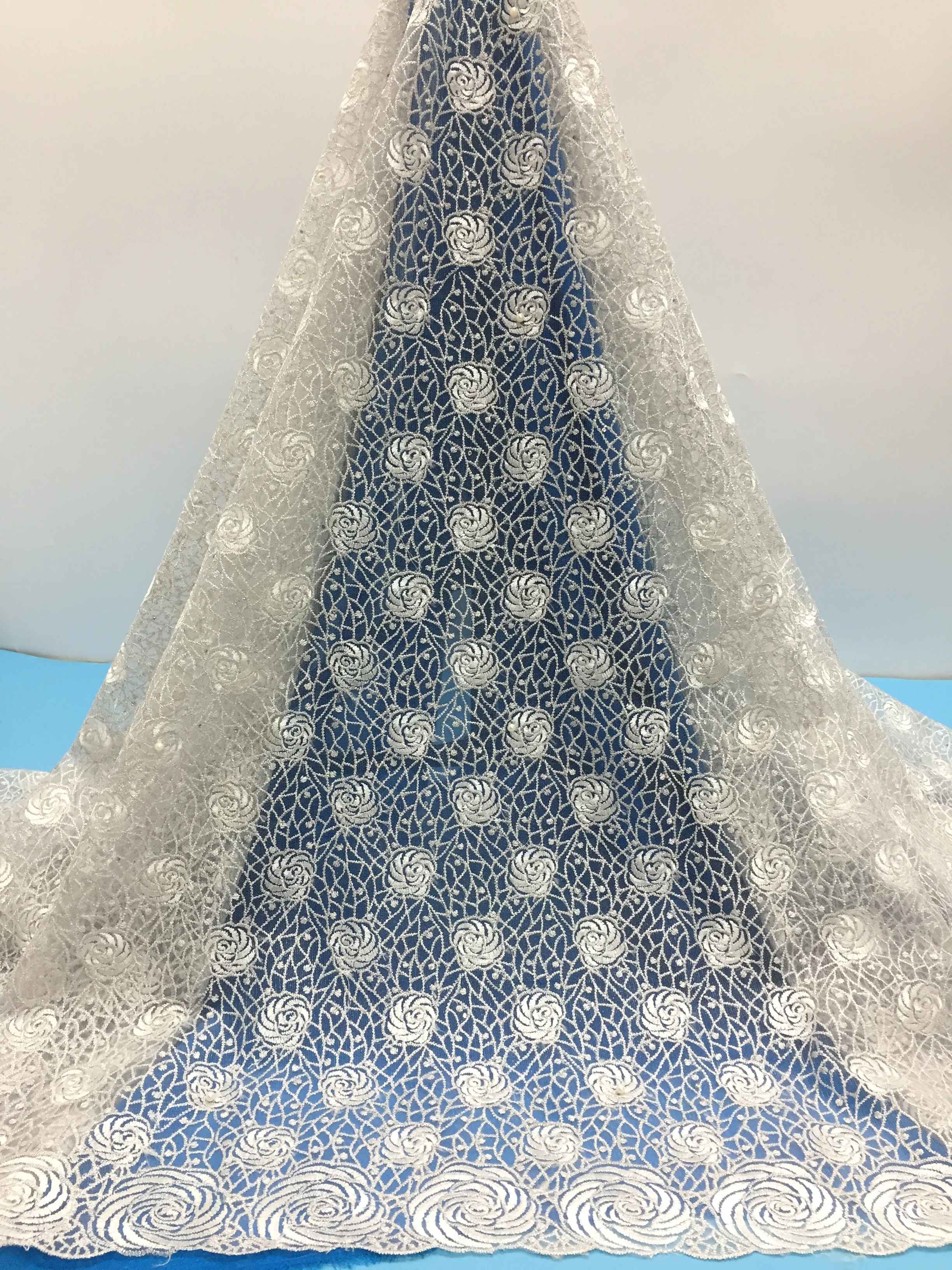 БЕЛАЯ сетчатая кружевная ткань 2025 высокое качество французская нигерийская