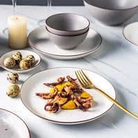 1pc european style retro ceramic rice soup noodle ramen dinner bowl vegetable steak dessert dinner plates tableware set