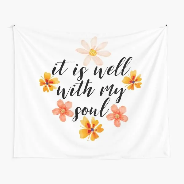 

Christian Quote It Is Well With My Soul Tapestry Room Blanket Decor Towel Wall Printed Beautiful Home Travel Art Bedspread