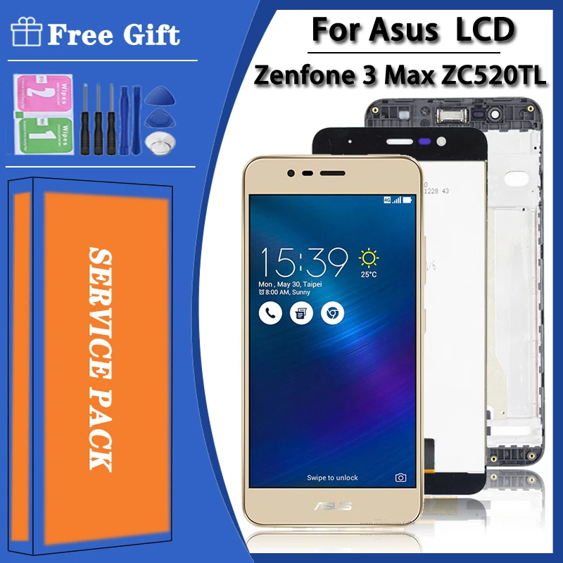 Оригинальный сенсорный экран ZC520TL для Asus Zenfone 3 Max ZC520TL LCD X008D, X008DA, X008DC, X00KD