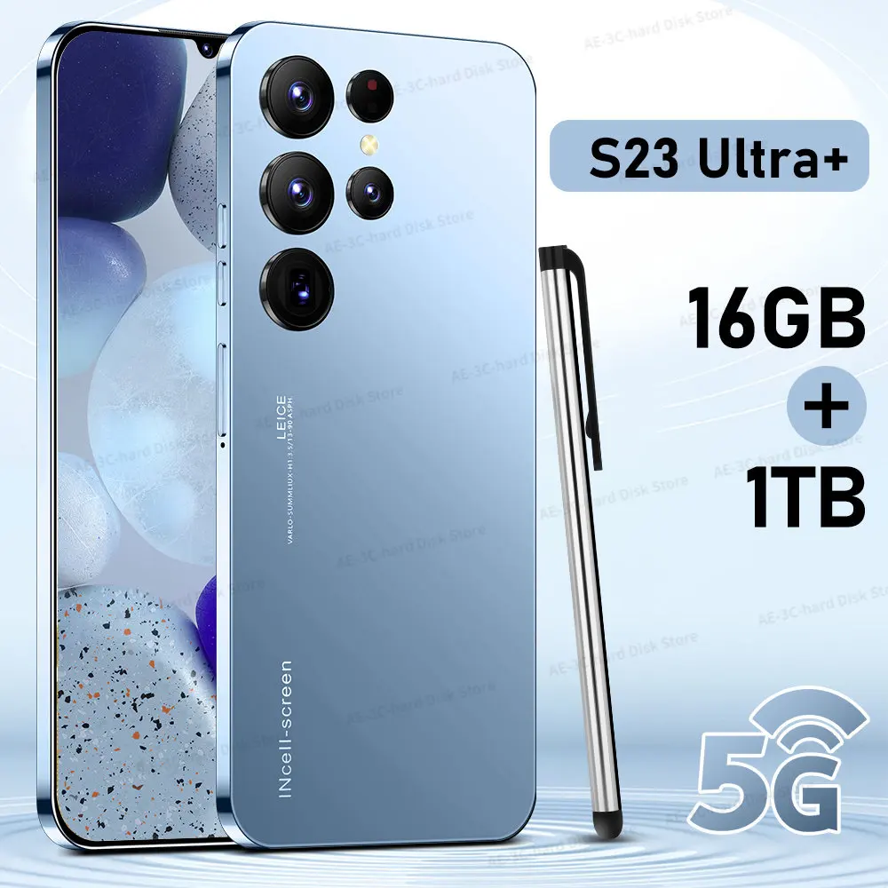 

Global Version Smartphone S23 Ultra+ 5G 6.8Inch 16GB +1TB Mobile Phone Fingerprint Face HD Camera Smart Cellphone Unlocked S22