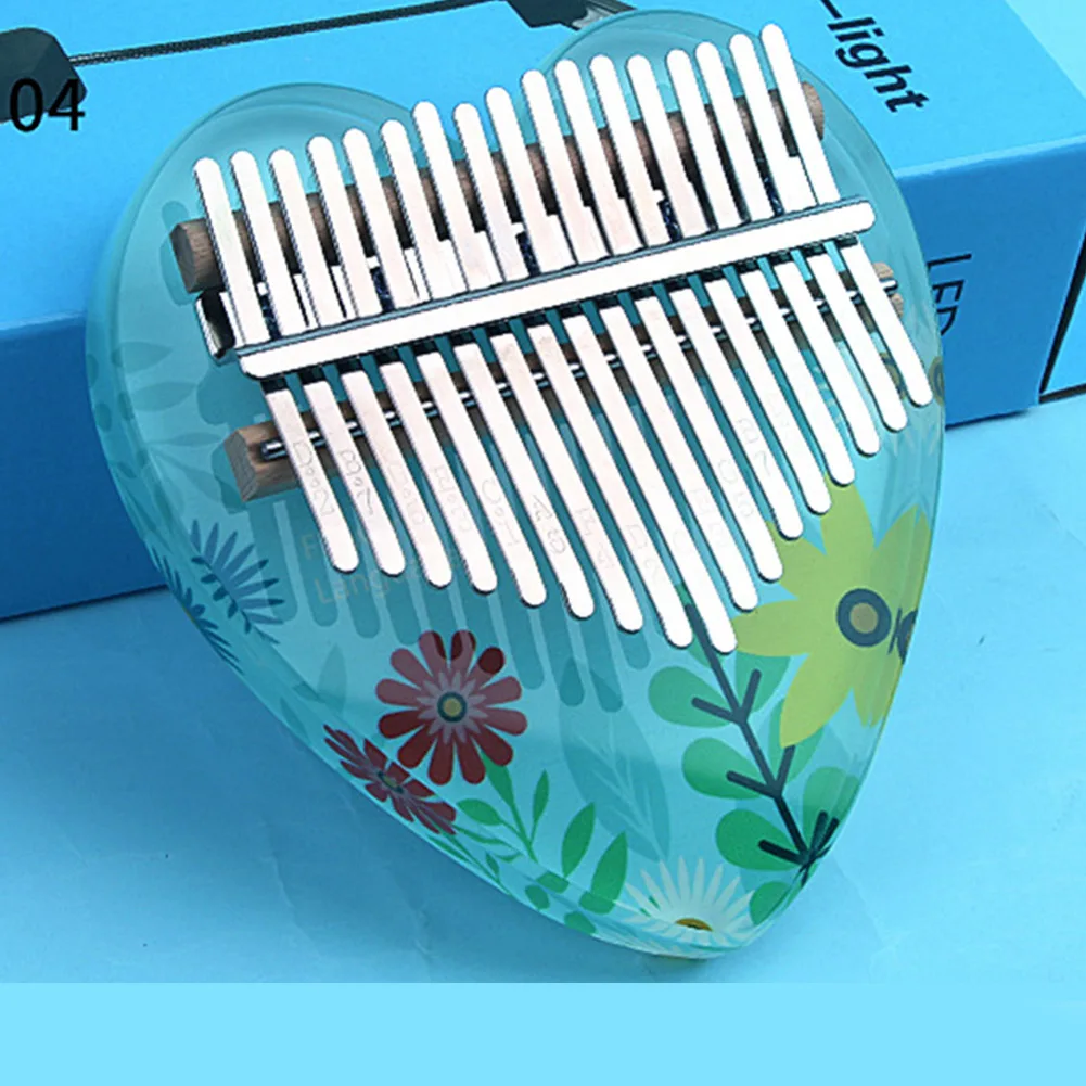 17 Keys Kalimba Finger Thumb Piano Acrylic Heart-Shaped Keyboard Musical Instrument Gifts For Kids Beginners With Accessories enlarge