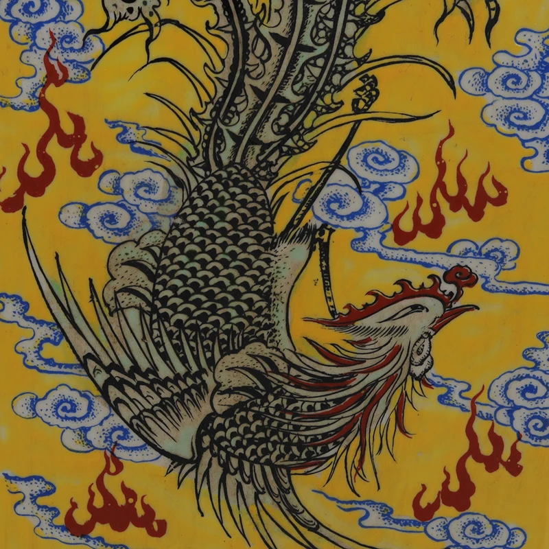 Фото Ваза Kangxi Dynasty Цин Центральные элементы Дракон и Феникс с узором морской воды Квадратная ваза Китайская эмалированная ваза №5