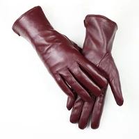 womens sheepskin gloves fashion color leather simple style wool lining spring and autumn warmth finger gloves