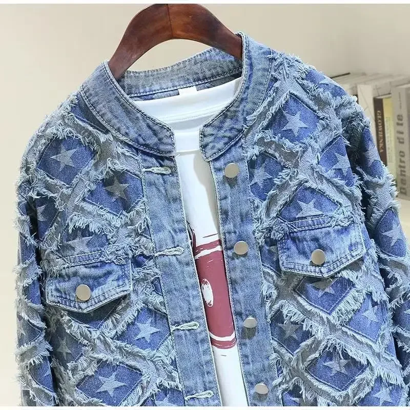 Женская короткая Тяжелая джинсовая куртка на весну и осень новая индивидуальная