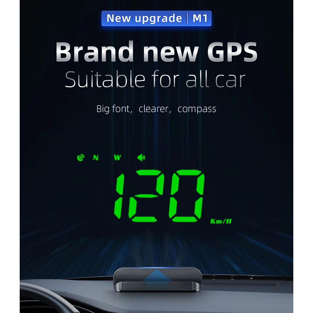 

Car HD Head-Up Display Projector HUD Universal KM/H RPM MPH Driving Time Voltage Over Speed Fatigue Driving Alarm