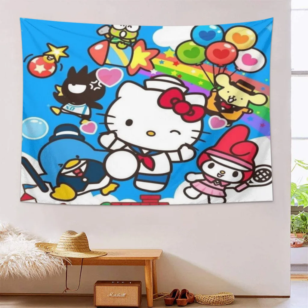 Милые аниме Sanrio Hello Kitty Kawaii гобелены предметы украшения комнаты домашний декор