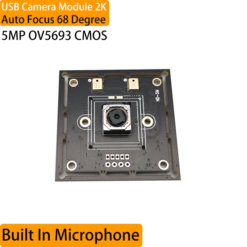 

Camera Module 2K 5MP OV5693 Sensor With Microphone AF 68 Degree USB Interface High Resolution For Industrial Machine Monitoring