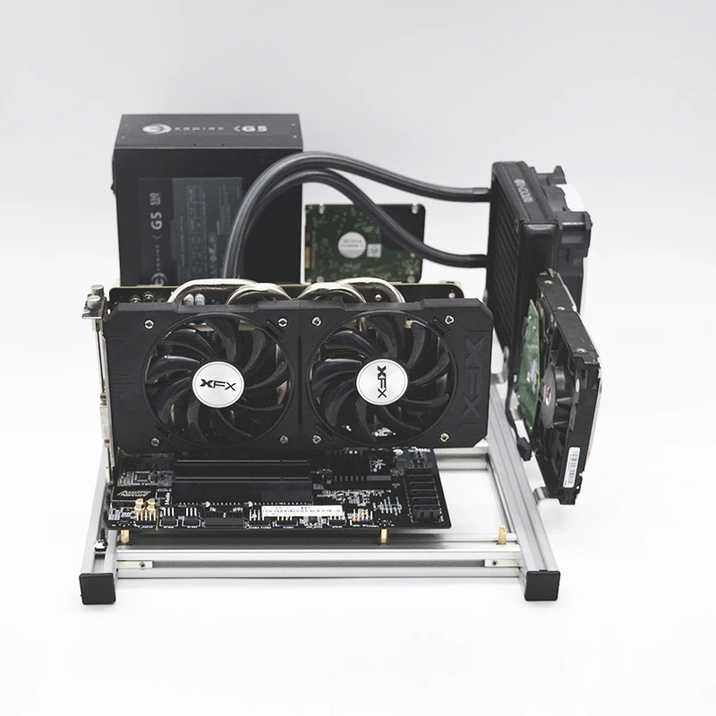 

Чехол для компьютерных компонентов, алюминиевый чехол с открытой рамой для компьютера ITX MATX ATX, с поддержкой графической карты, динамиков HTPC