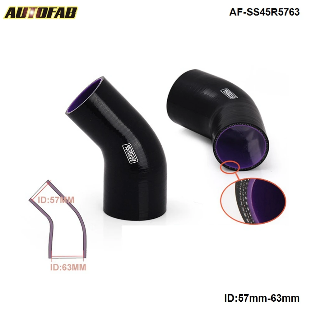 

2.25"-2.5" 57mm-63mm 45 Degree Silicone Elbow Reducer Tube Hose Black For Honda Civic EM 99-00 AF-SS45R5763