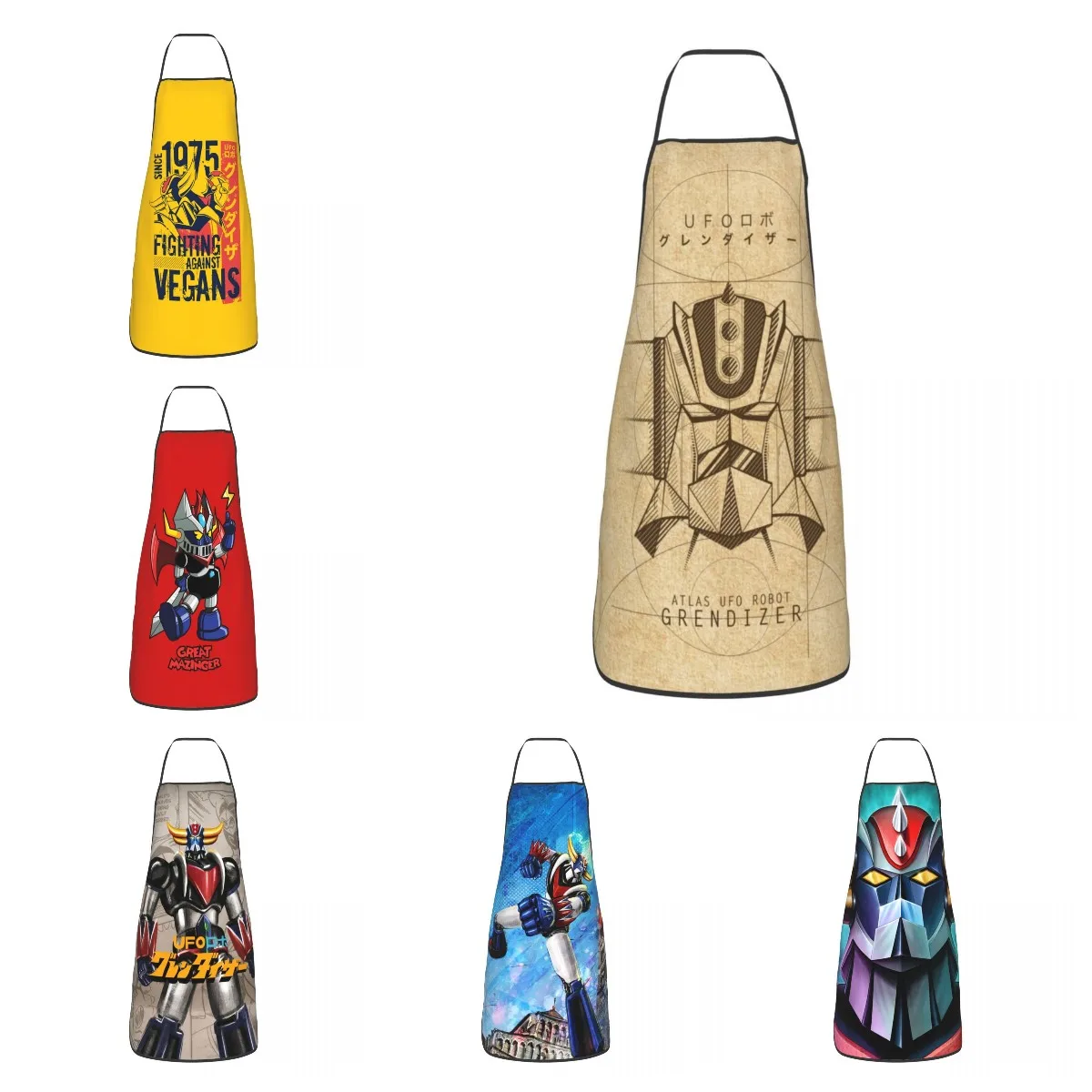 

Anime Manga Grendizer Apron Women Men Unisex Bib UFO Robot Goldrake Kitchen Cooking Tablier Cuisine Chef Painting