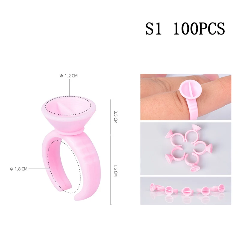 

100pcs Lash Glue Holder Cup Eyelashes Tools & Accessories Glue Ring Eye Lash Building Tool for Professional Eyelashes Artist