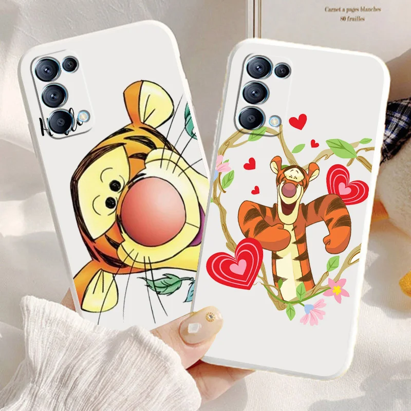 

Cute Disney Tigger Phone Case For OPPO Find X5 X3 X2 neo Pro Lite A5 A9 2020 A96 4G 5G Liquid Rope Candy Cover