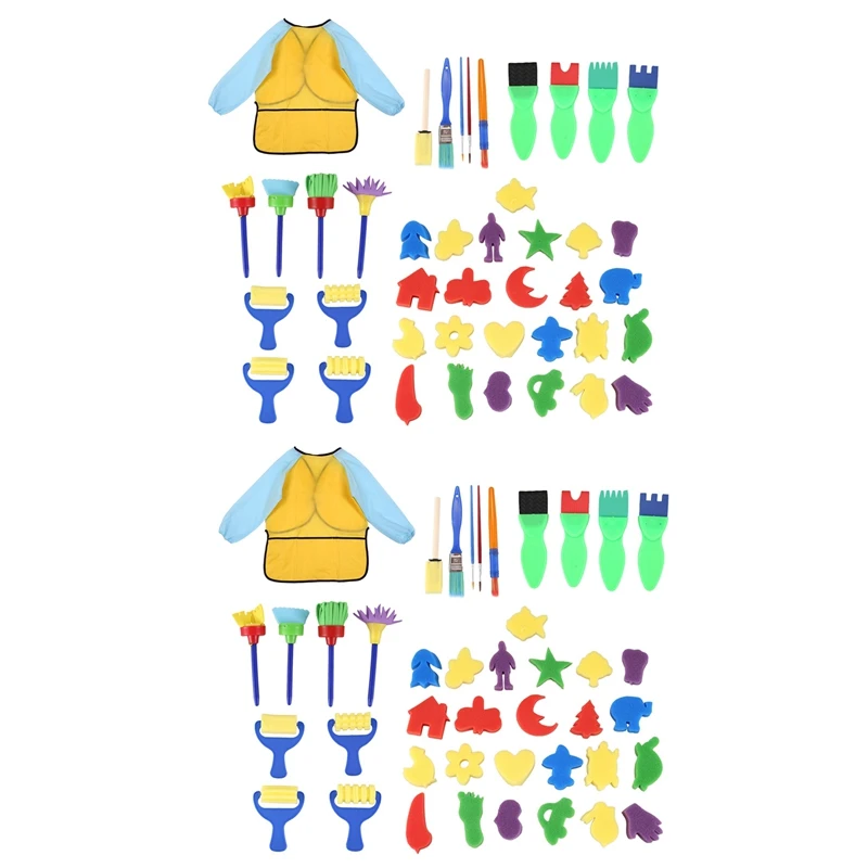 

Kids Early Learning Sponge Painting Brushes Kit, 84 Pieces Sponge Drawing Shapes Paint Craft Brushes