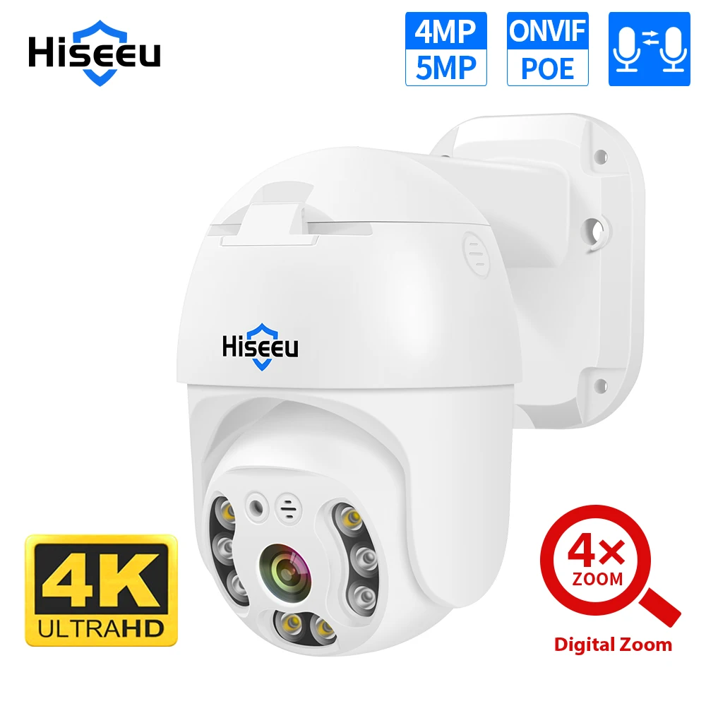 Hiseeu 4MP 5MP POE Camera PTZ IP Surveillance Security Camera 8MP 4K Digital ZOOM CCTV Cam for POE NVR Recorder Waterproof
