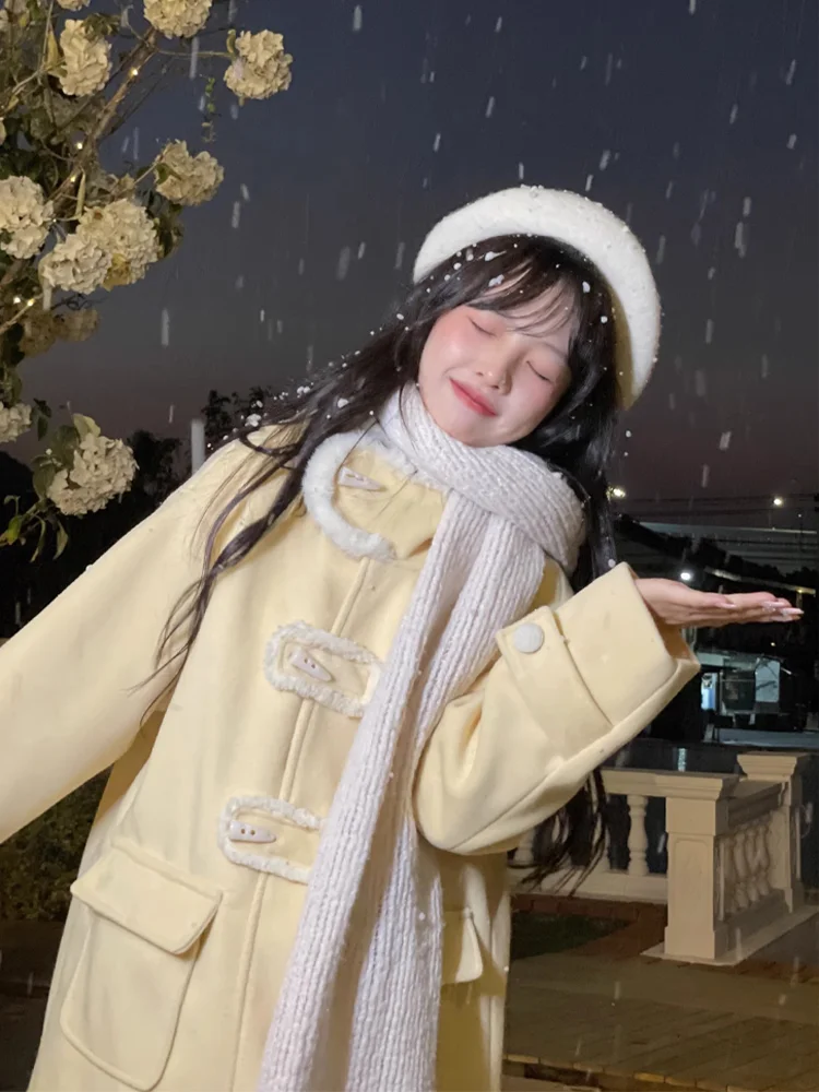 Французский sle нежный ветер милая японская модная шерстяная куртка с длинным