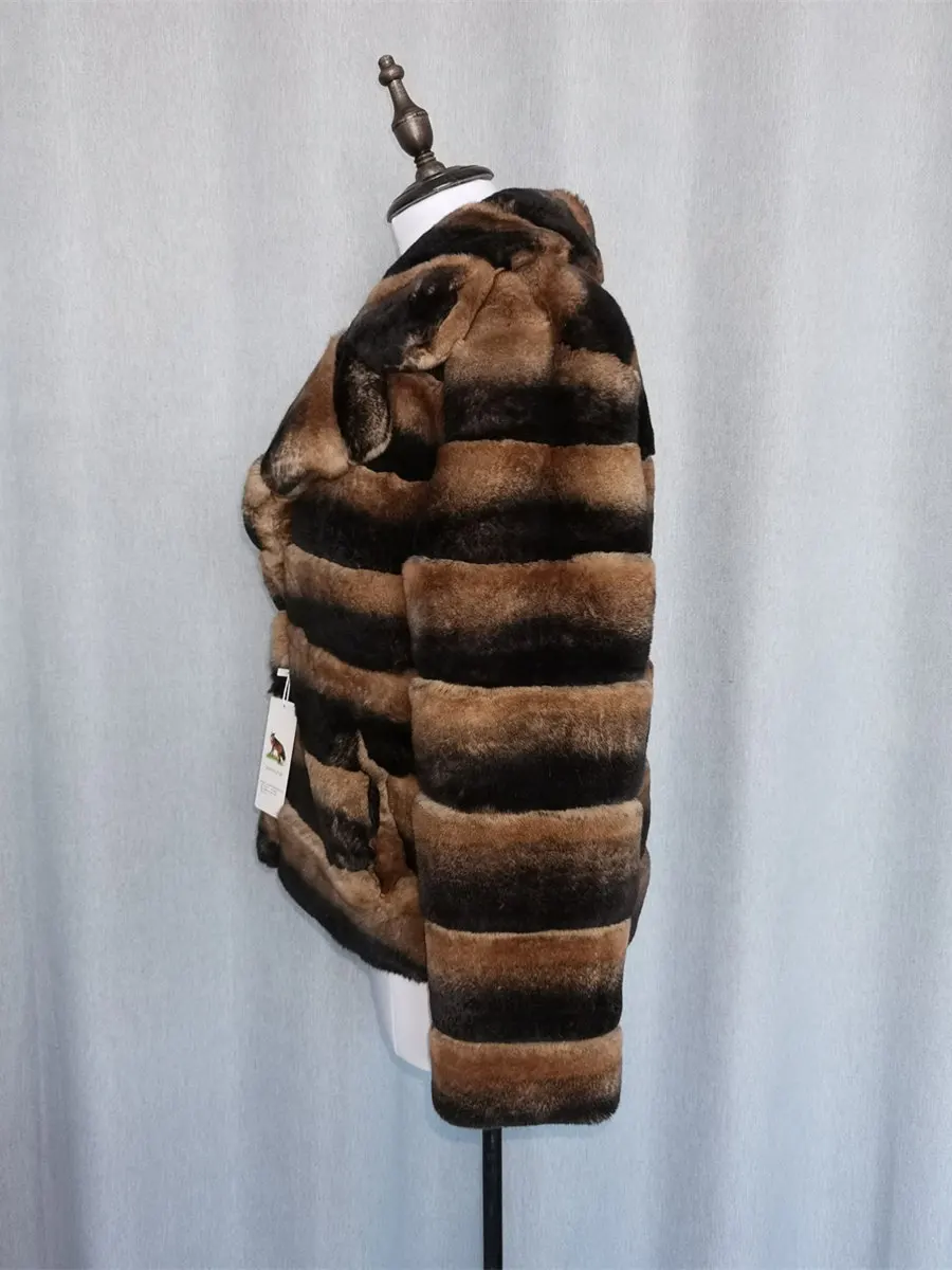 Real Rex Rabbit Fur Coat Women Winter Parka Natural Fur Jacket Fashion Outerwear Brand Luxury Streetwear Thick Warm