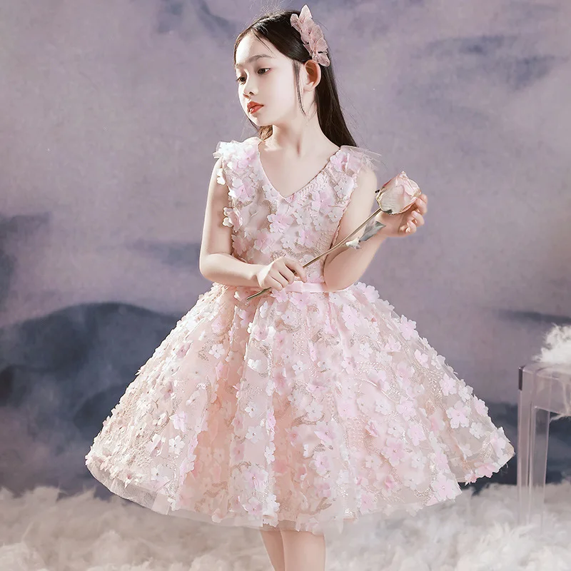 Новое детское элегантное вечернее бальное платье принцессы для девочек с милым