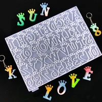 crown alphanumeric keychain epoxy resin mould 26 alphabet jewelry keychain pendant decorative silicone mould crafts tool