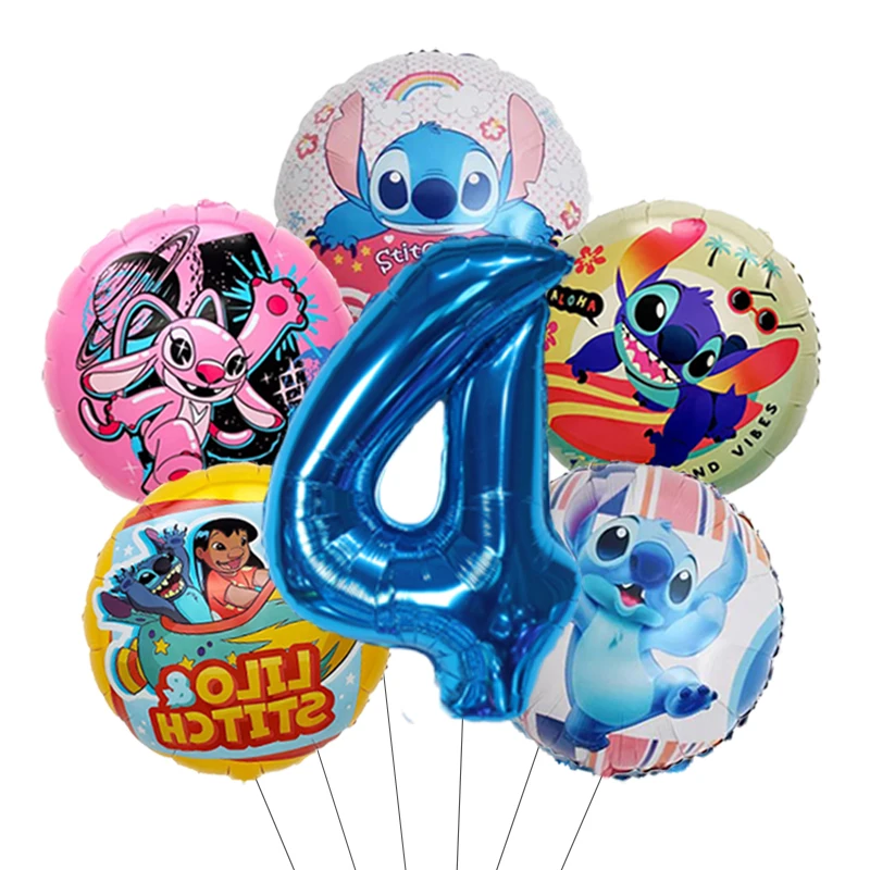 

6 шт. фольгированных шаров Disney Lilo & Stitch MINISO