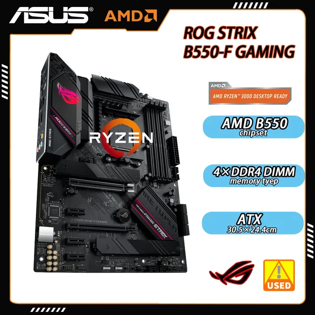 ASUS ROG STRIX B550-F GAMING Motherboard  AMD B550 For AMD AM4 Supports AMD Ryzen5000 4000 3000series 4 x DDR4 PCI-E 4.0 1