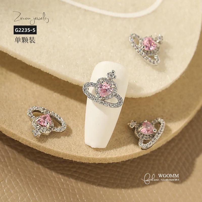 

5pcs Zircon Planet Nail Charms Decorations Luxury Crystal Daimond Pendant Nail Accessories Nail Rhinestones DIY Manicure Supply