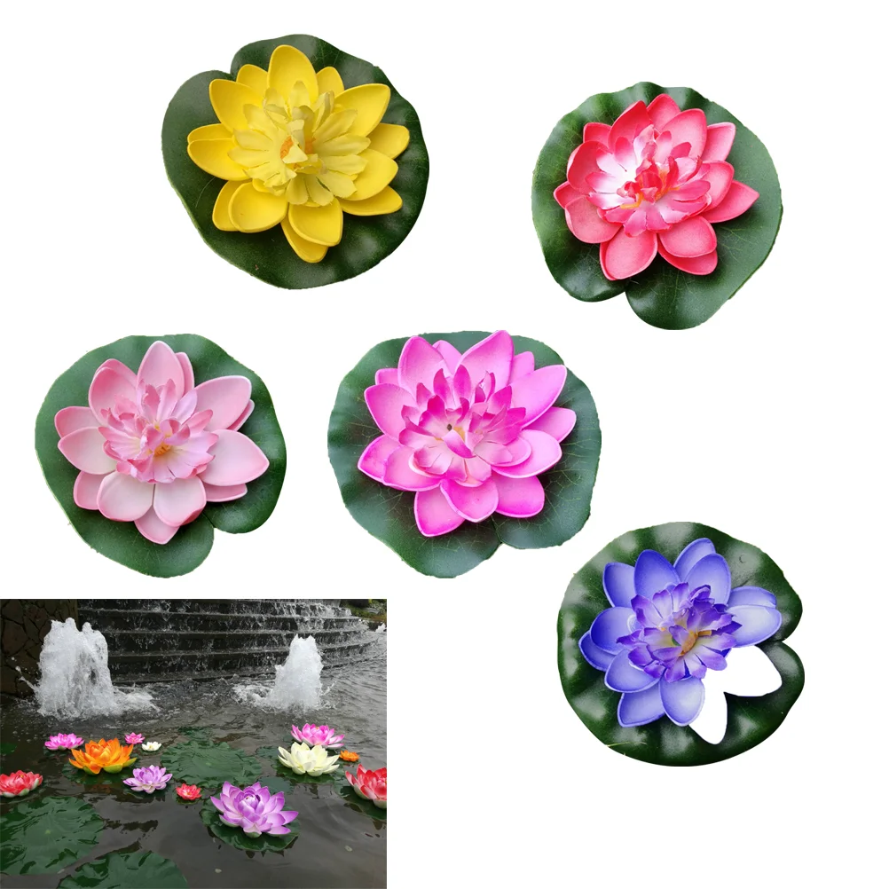 

Lotus Artificial Lily Floating Water Flower Flowers Pond Padsfor Decorpondspool Fake Simulation Leaves Decorations Decoration